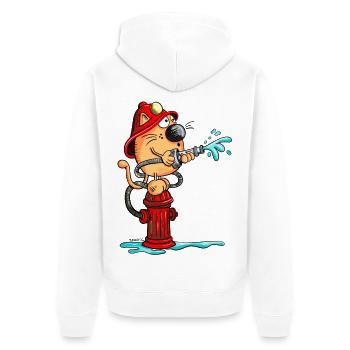 Firefighter Cat - Unisex Premium Organic Zip Hoodie - white - Back - Thijin (182cm)