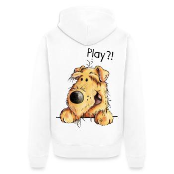 Drôle Airedale Terrier - Chien - Cadeau - Veste à capuche bio Premium Unisexe - blanc - Dos - Thijin (182cm)