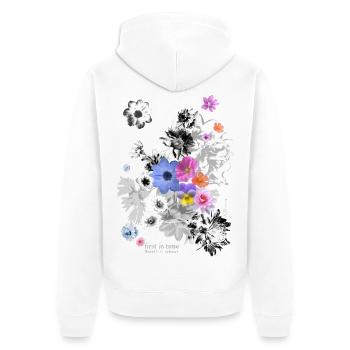 Flower Power N°6 - Unisex Premium Bio Zip Hoodie - Weiß - Hinten - Thijin (182cm)