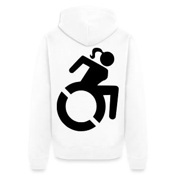 Symbole de fauteuil roulant pour les femmes, mesdames # - Veste à capuche bio Premium Unisexe - blanc - Dos - Thijin (182cm)