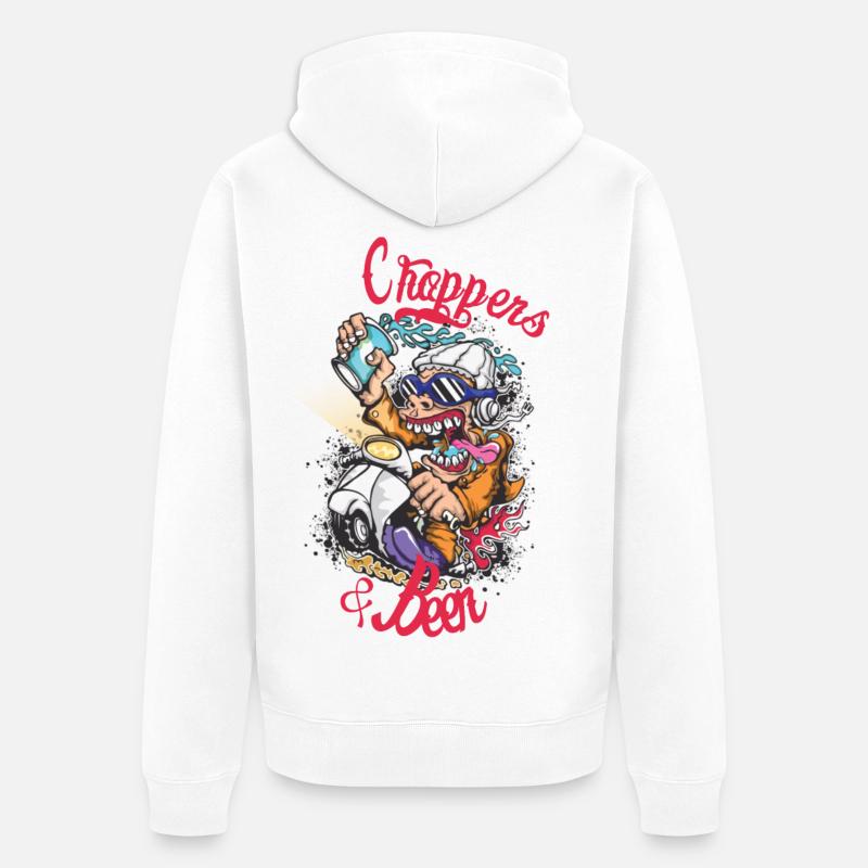 Choppers Crew Affe Roller - Unisex Premium Bio Zip Hoodie - Weiß