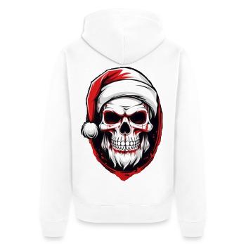 Totenkopf Weihnachtsmann - Unisex Premium Bio Zip Hoodie - Weiß - Hinten - Thijin (182cm)
