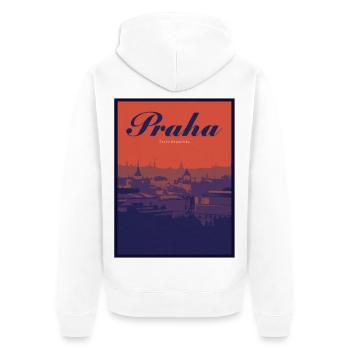 Praha Farbverlauf Stadtlandschaft - Unisex Premium Bio Zip Hoodie - Weiß - Hinten - Thijin (182cm)
