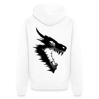 Angriff des Schwarzen Drachen - Unisex Premium Bio Zip Hoodie - Weiß - Hinten - Thijin (182cm)