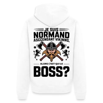 Impactful Norman Viking - Unisex Premium Organic Zip Hoodie - white - Back - Thijin (182cm)