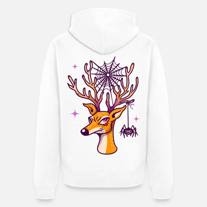 Cerf & araignée - Veste à capuche bio Premium Unisexe - blanc