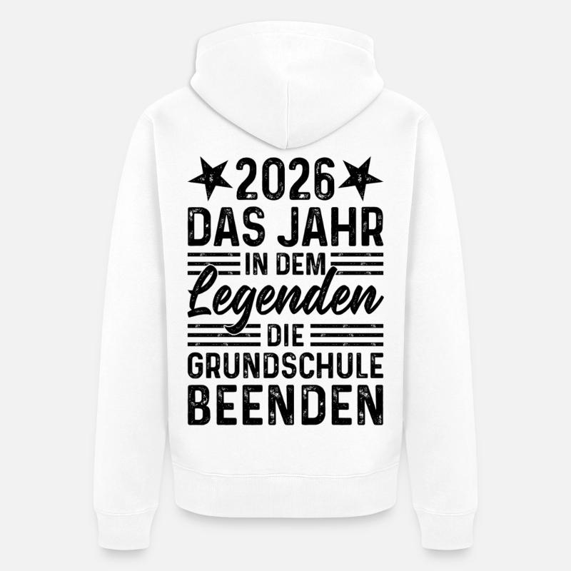 Année 2026 Legends End École primaire - Veste à capuche bio Premium Unisexe - blanc