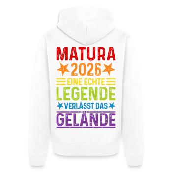 Matura 2026 : La véritable légende quitte le site - Veste à capuche bio Premium Unisexe - blanc - Dos - Thijin (182cm)