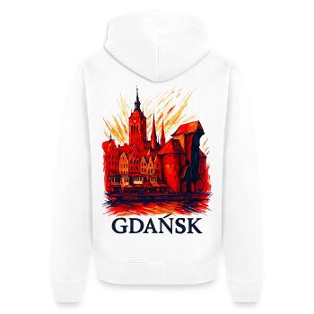 Danzig Gdańsk Stadtmotiv Silhouette Polen Geschenk - Unisex Premium Bio Zip Hoodie - Weiß - Hinten - Thijin (182cm)