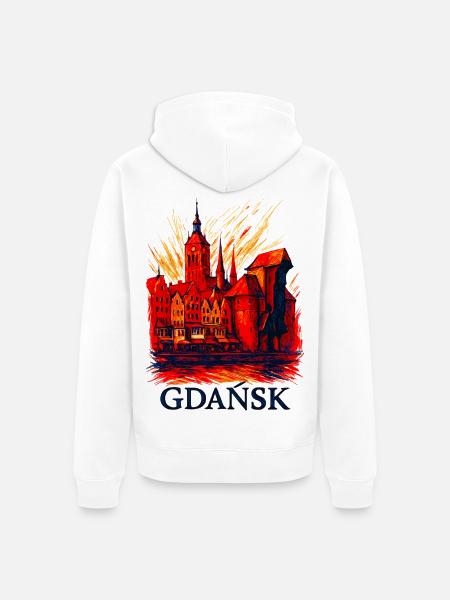 Danzig Gdańsk Stadtmotiv Silhouette Polen Geschenk - Unisex Premium Bio Zip Hoodie - Weiß