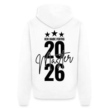 Master 2026 Ich habe fertig - Unisex Premium Bio Zip Hoodie - Weiß - Hinten - Thijin (182cm)