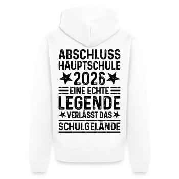 Abschluss 2026 Hauptschule Legende Schulgelände - Unisex Premium Bio Zip Hoodie - Weiß - Hinten - Thijin (182cm)