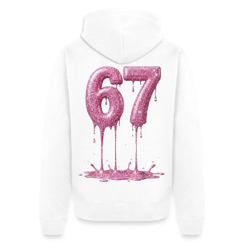 67 Pink Glitter Dripping - Unisex Premium Organic Zip Hoodie - white - Back - Thijin (182cm)