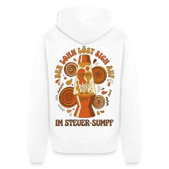 Der Lohn Löst Sich Auf - Unisex Premium Bio Zip Hoodie - Weiß - Hinten - Thijin (182cm)