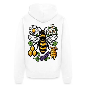 Abeille et fleurs sauvages - Veste à capuche bio Premium Unisexe - blanc - Dos - Thijin (182cm)