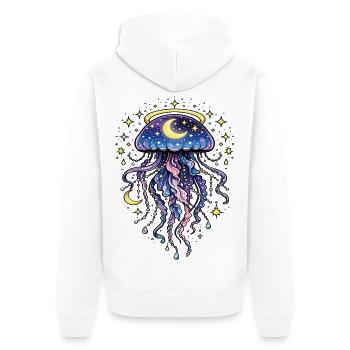 Méduse galaxie cosmique lune et étoiles - Veste à capuche bio Premium Unisexe - blanc - Dos - Thijin (182cm)