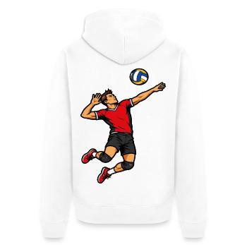 Kraftvoller Aufschlagvolleyballspieler - Unisex Premium Bio Zip Hoodie - Weiß - Hinten - Thijin (182cm)
