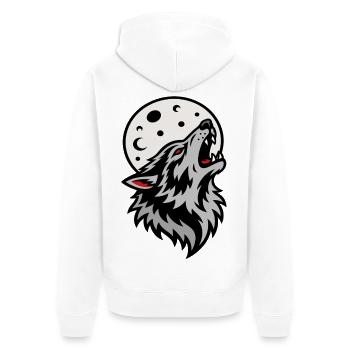 Wolf howling under the mystical full moon - Unisex Premium Organic Zip Hoodie - white - Back - Thijin (182cm)