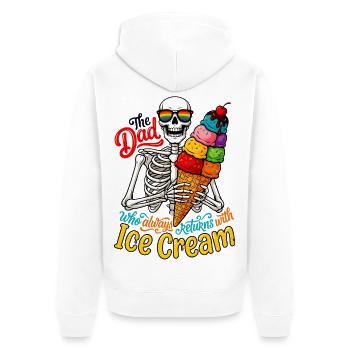Skelett mit Eis - Unisex Premium Bio Zip Hoodie - Weiß - Hinten - Thijin (182cm)
