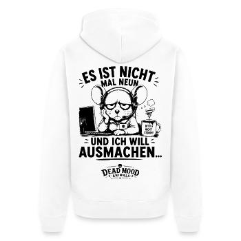 Kundenservice Spruch – Es ist nicht mal neun... - Unisex Premium Bio Zip Hoodie - Weiß - Hinten - Thijin (182cm)
