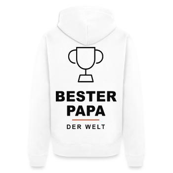 Bester Papa der Welt Trophäe - Unisex Premium Bio Zip Hoodie - Weiß - Hinten - Thijin (182cm)