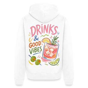Colorful Cocktail Summer Party Drinks - Unisex Premium Organic Zip Hoodie - white - Back - Thijin (182cm)