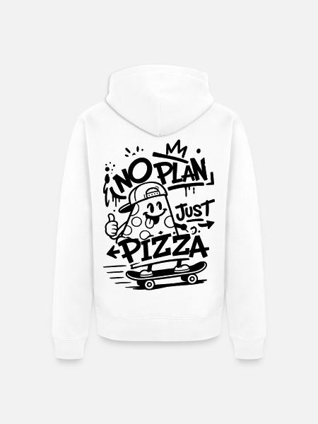 No Plan Just Pizza – Skater-Pizza - Unisex Premium Bio Zip Hoodie - Weiß