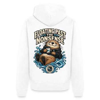 RobVibe Wild Club – Otter Past the Nonsense - Unisex Premium Bio Zip Hoodie - Weiß - Hinten - Thijin (182cm)
