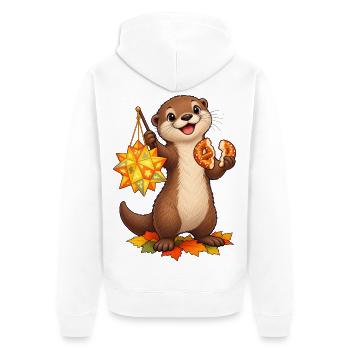 Zwergotter mit Sternlaterne und Brezelhälften - Unisex Premium Bio Zip Hoodie - Weiß - Hinten - Thijin (182cm)