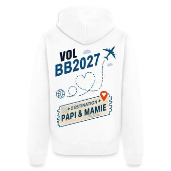 Flug BB2027 Ziel Opa und Großmutter - Unisex Premium Bio Zip Hoodie - Weiß - Hinten - Thijin (182cm)