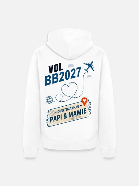 Flug BB2027 Ziel Opa und Großmutter - Unisex Premium Bio Zip Hoodie - Weiß
