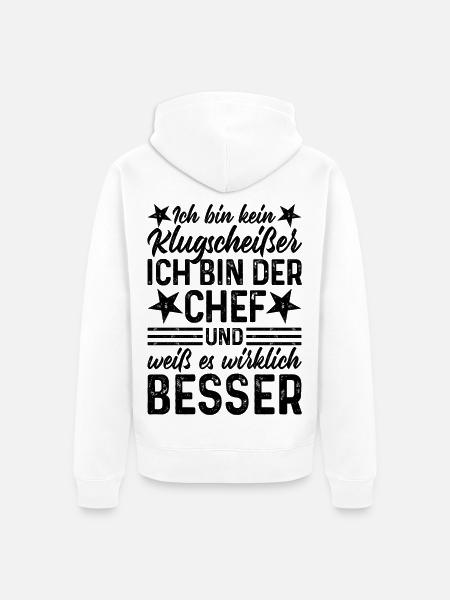 Chef lustiger Spruch Ich bin kein Klugscheißer - Unisex Premium Bio Zip Hoodie - Weiß
