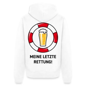 Meine Letzte Rettung! (Bier / Willibecher / POS) - Unisex Premium Bio Zip Hoodie - Weiß - Hinten - Thijin (182cm)