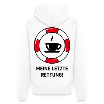 Meine Letzte Rettung! (Kaffee Kaffeetrinker POS2C) - Unisex Premium Bio Zip Hoodie - Weiß - Hinten - Thijin (182cm)