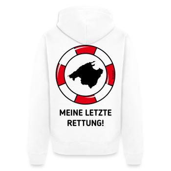 Meine Letzte Rettung! (Mallorca / Urlaub / POS 2C) - Unisex Premium Bio Zip Hoodie - Weiß - Hinten - Thijin (182cm)