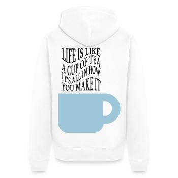 Das Leben ist wie Tee - Unisex Premium Bio Zip Hoodie - Weiß - Hinten - Thijin (182cm)