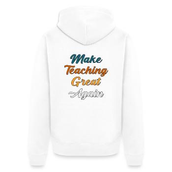 Inspirieren Sie zu großartigem Unterricht - Unisex Premium Bio Zip Hoodie - Weiß - Hinten - Thijin (182cm)