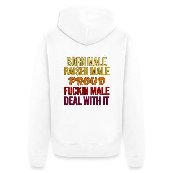 Born Male Proud Bold Statement - Unisex Premium Bio Zip Hoodie - Weiß - Hinten - Thijin (182cm)