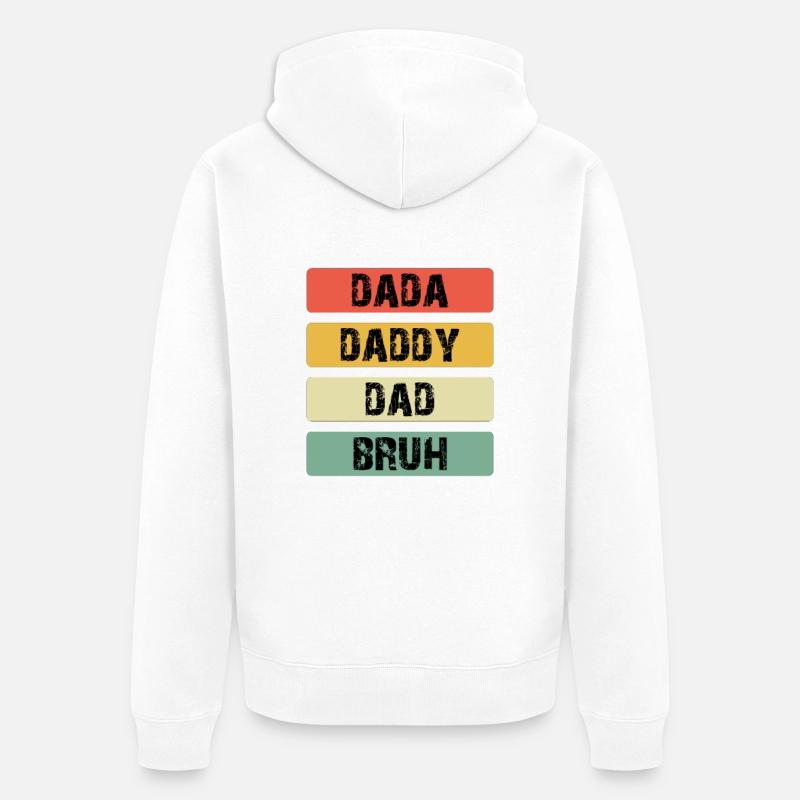 Dada Daddy Dad Bruh Farbbalken - Unisex Premium Bio Zip Hoodie - Weiß