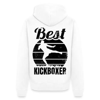 Lustiger Kickboxer - Unisex Premium Bio Zip Hoodie - Weiß - Hinten - Thijin (182cm)