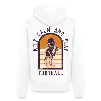 Stay calm and play football - Unisex Premium Organic Zip Hoodie - white - Back - Thijin (182cm)