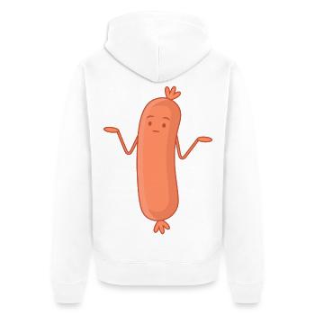 Bockwurst Wurst Achselzucken Wurscht Wurst Egal - Unisex Premium Bio Zip Hoodie - Weiß - Hinten - Thijin (182cm)