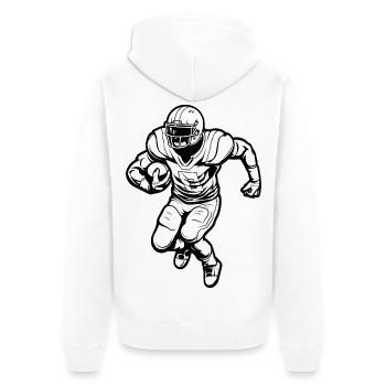 Footballspieler - Unisex Premium Bio Zip Hoodie - Weiß - Hinten - Thijin (182cm)