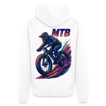 MTB Mountainbiking Fatbike cruisen Geschenk - Unisex Premium Bio Zip Hoodie - Weiß - Hinten - Thijin (182cm)