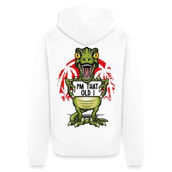 Ich bin ein alter Dinosaurier - Unisex Premium Bio Zip Hoodie - Weiß - Hinten - Thijin (182cm)