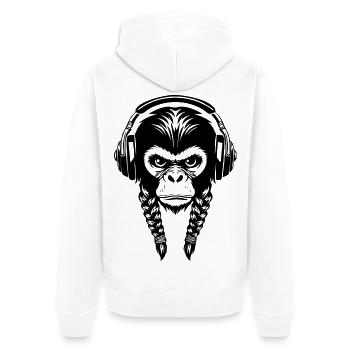 Groove Affenkopf Bassline Rhythm Edition Shirt - Unisex Premium Bio Zip Hoodie - Weiß - Hinten - Thijin (182cm)