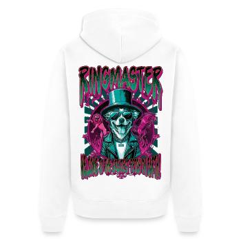 Cirque Du Doggo - Unisex Premium Organic Zip Hoodie - white - Back - Thijin (182cm)