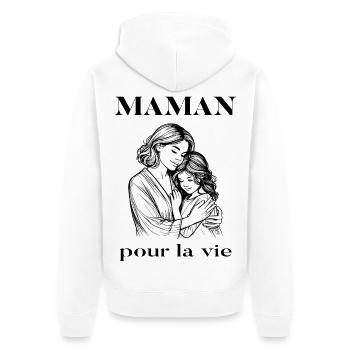 Maman pour la vie - Veste à capuche bio Premium Unisexe - blanc - Dos - Thijin (182cm)