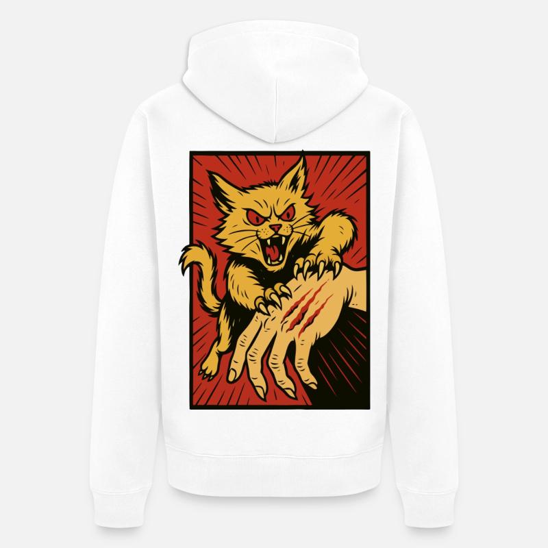Crimson Claw Chat Assaut - Veste à capuche bio Premium Unisexe - blanc