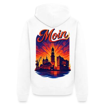 Hamburg Moin City Silhouette Splendor Elbe Gift - Unisex Premium Organic Zip Hoodie - white - Back - Thijin (182cm)
